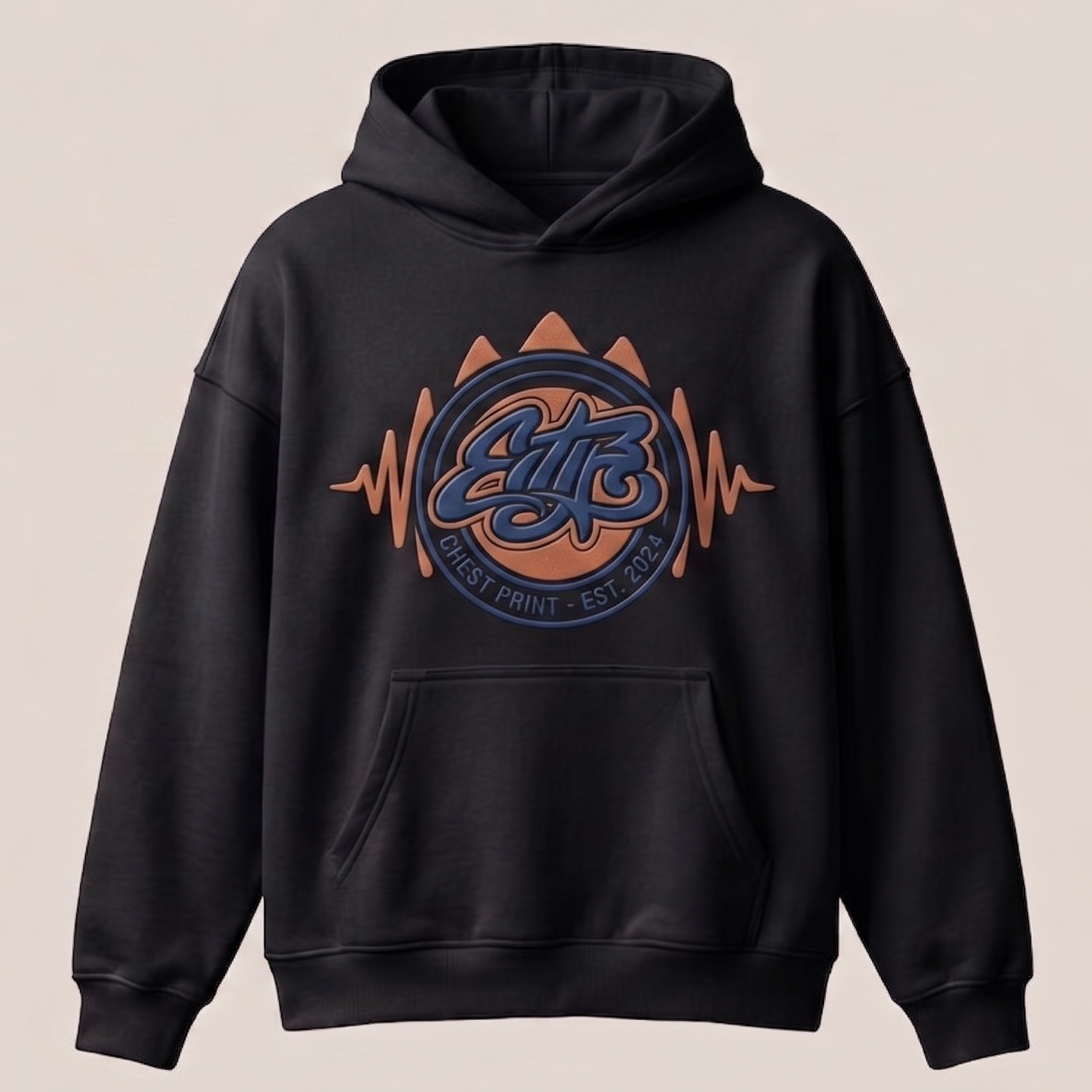 Oversized Hoodie — Puff Print Drop Shoulder Unisex