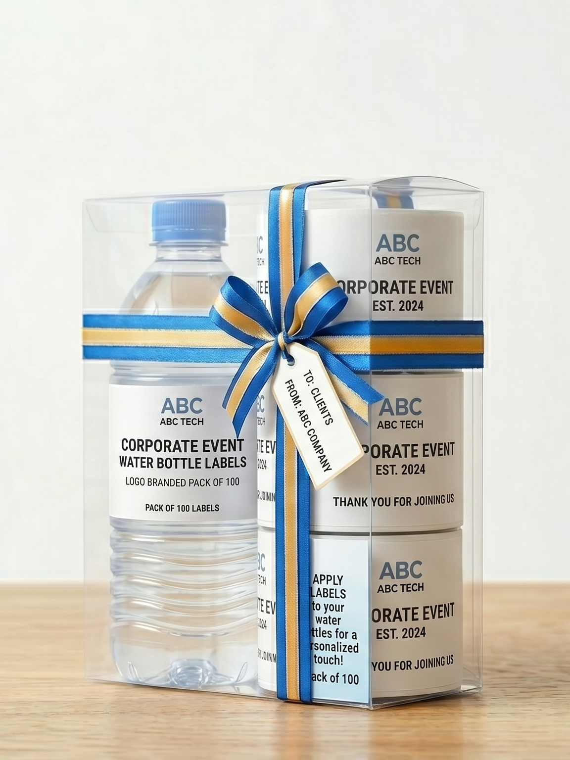 Corporate Event Bottle Label — Logo Branded Pack of 100