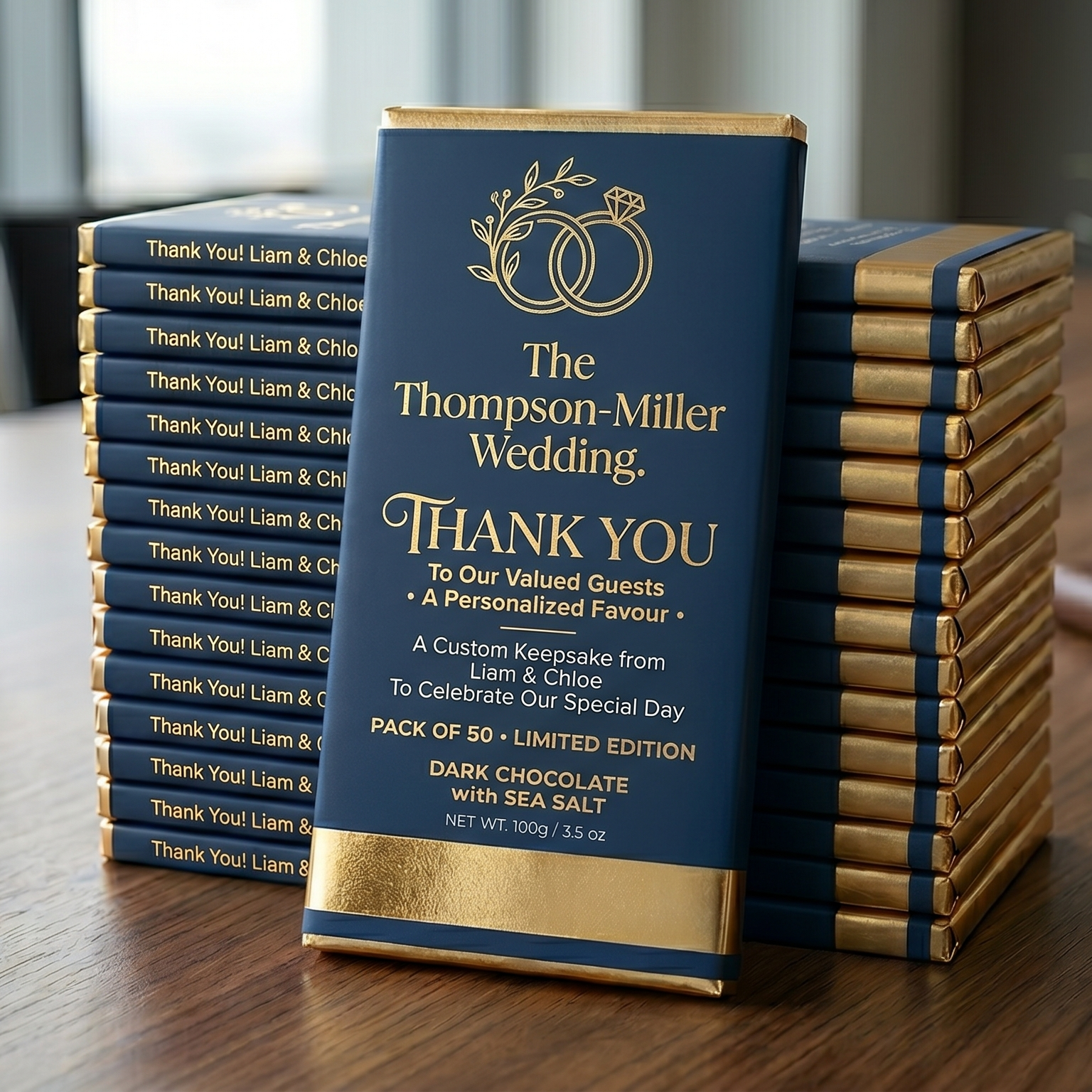Wedding Favour Chocolate Wrapper — Foil Gold Finish Pack of 50 — image 3 of 3