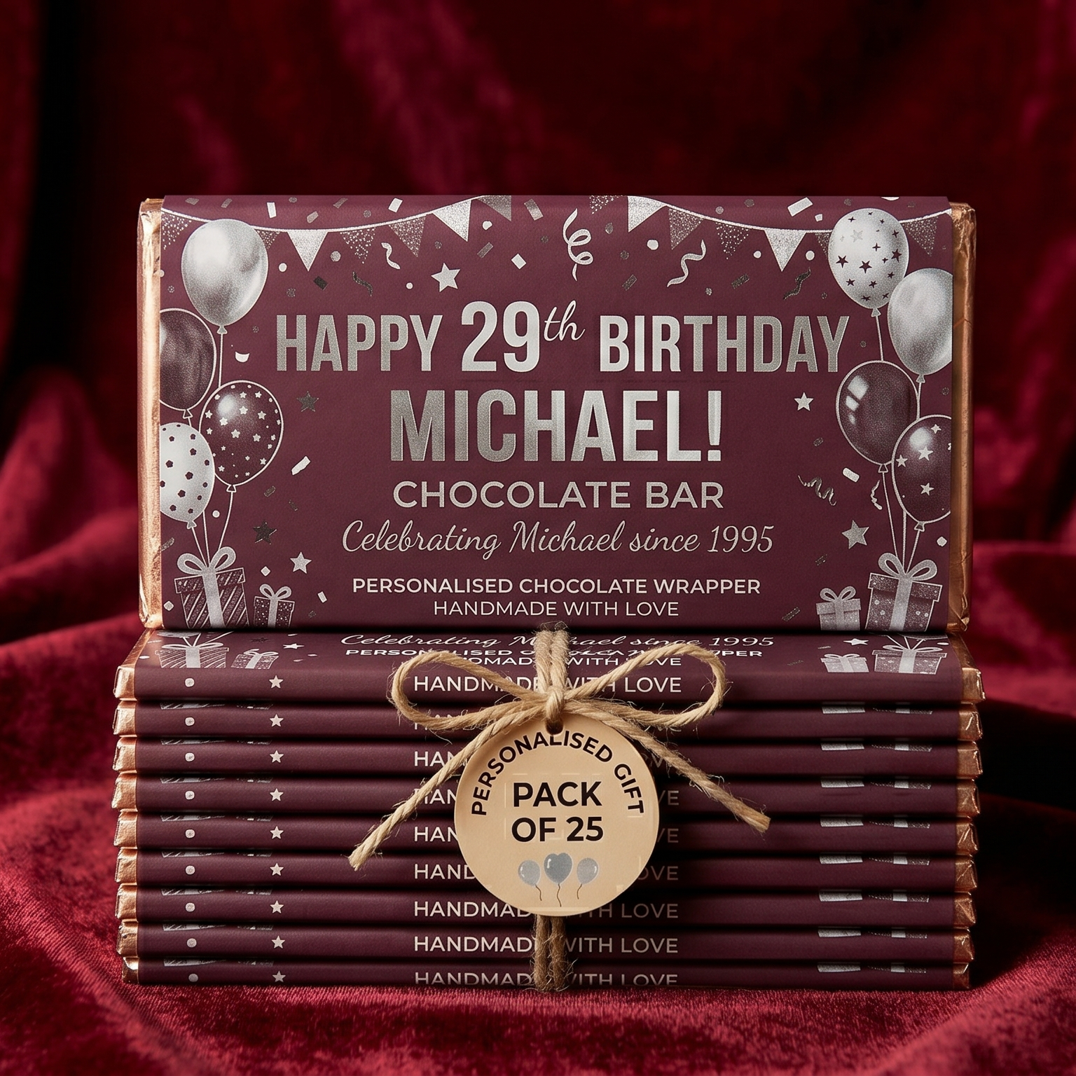 Personalised Chocolate Wrapper — Birthday Design Pack of 25 — image 3 of 3